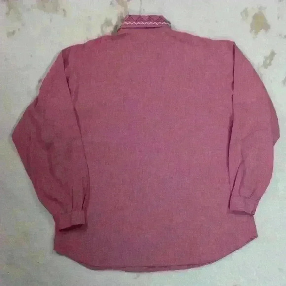 VINTAGE BLAIR Western Print Red Quarter Button Up Blouse Top Women Medium - Picture 7 of 8